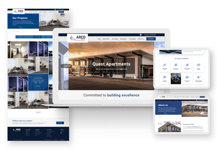 Nizaspakt created the website for construction company ARCO to present their services